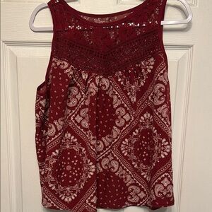 Women's Red Paisley Sleeveless Top